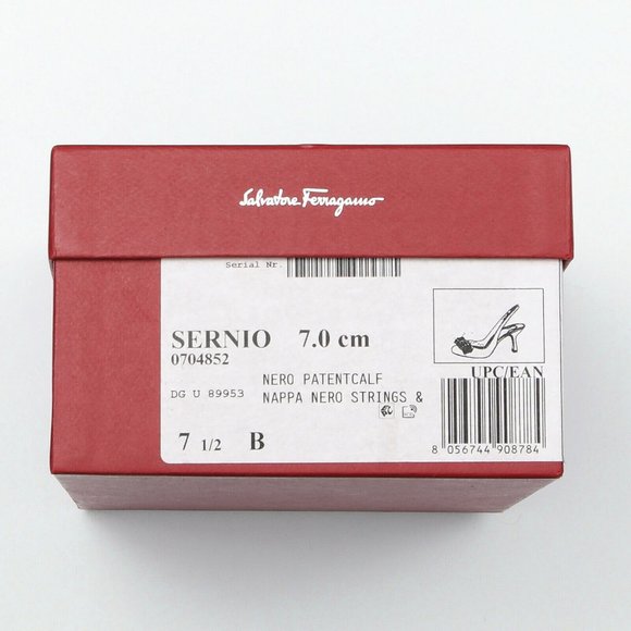 Salvatore Ferragamo Sernio Black Patent Leather Slingback Pumps - Size 7.5 B - Picture 6 of 6